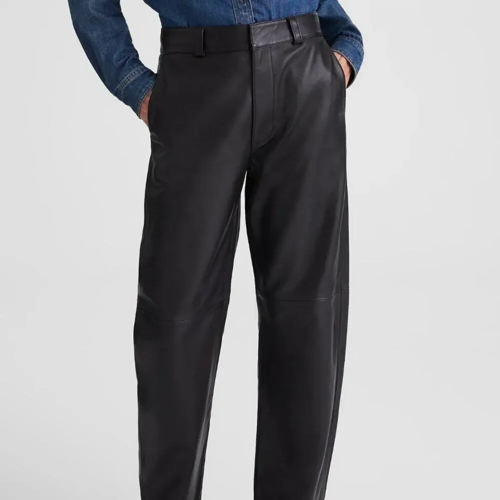 NWT Madewell The Balloon Pant in Leather Black 26 ****Damage